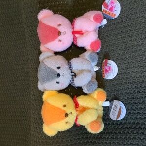 Set of 3 - Colorful Mini Bears Plush